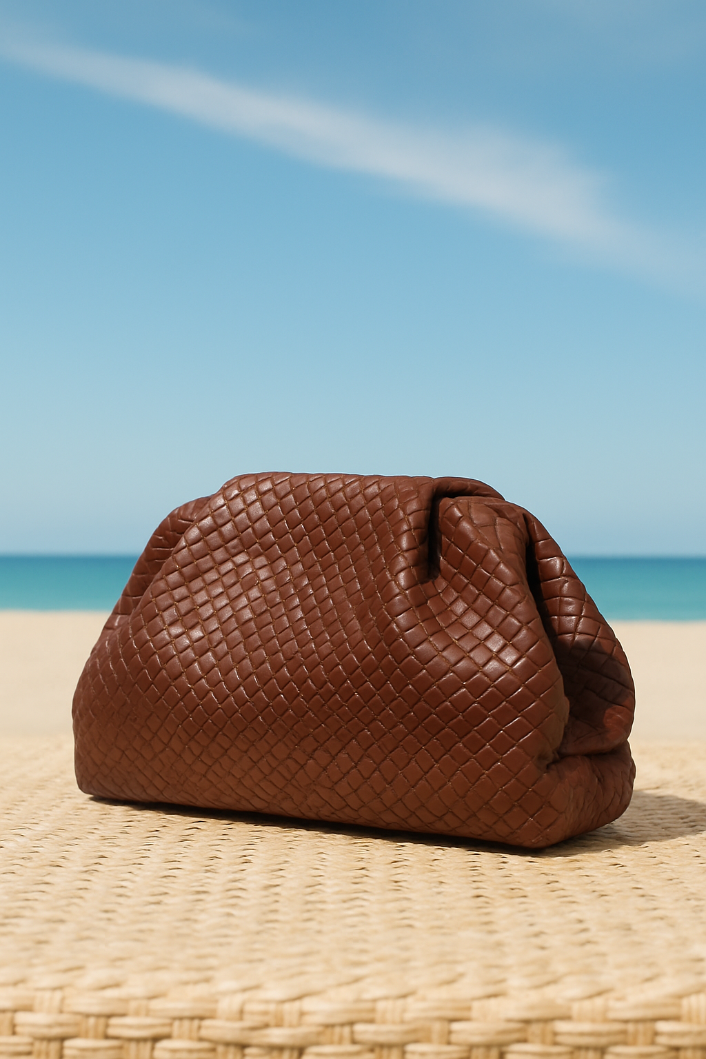 Bolso de mano marrón con textura