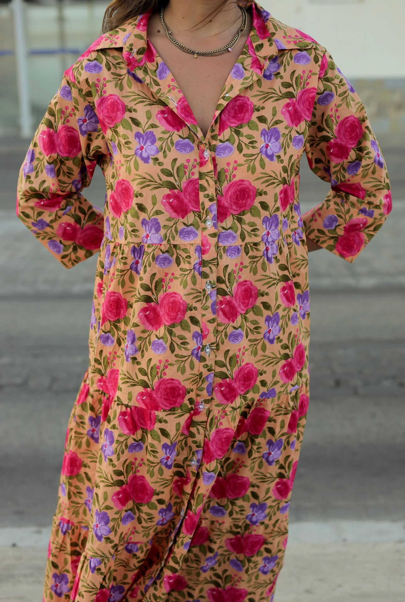 Vestido camisero estampado floral