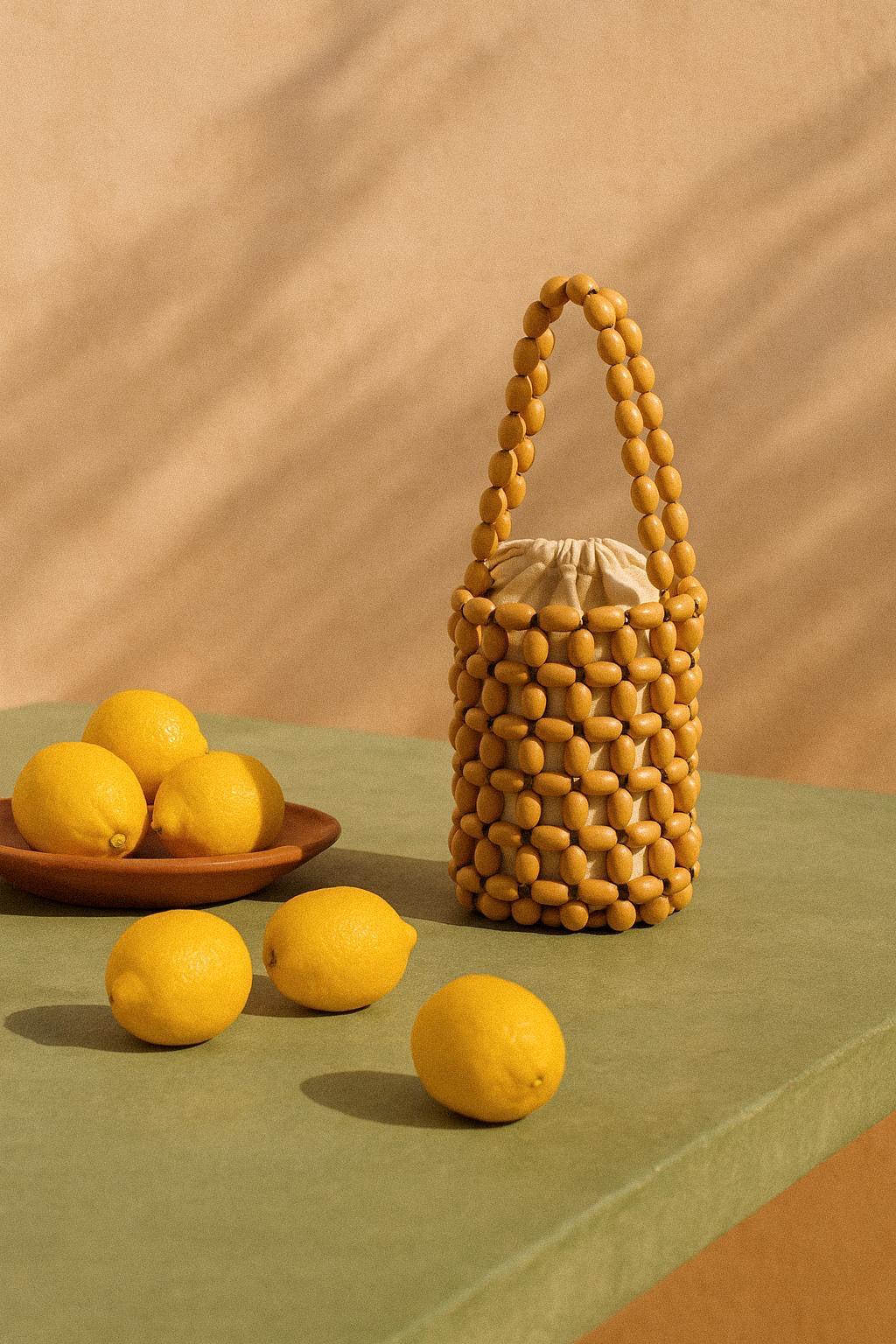 Bolso de Cuentas de Madera natural