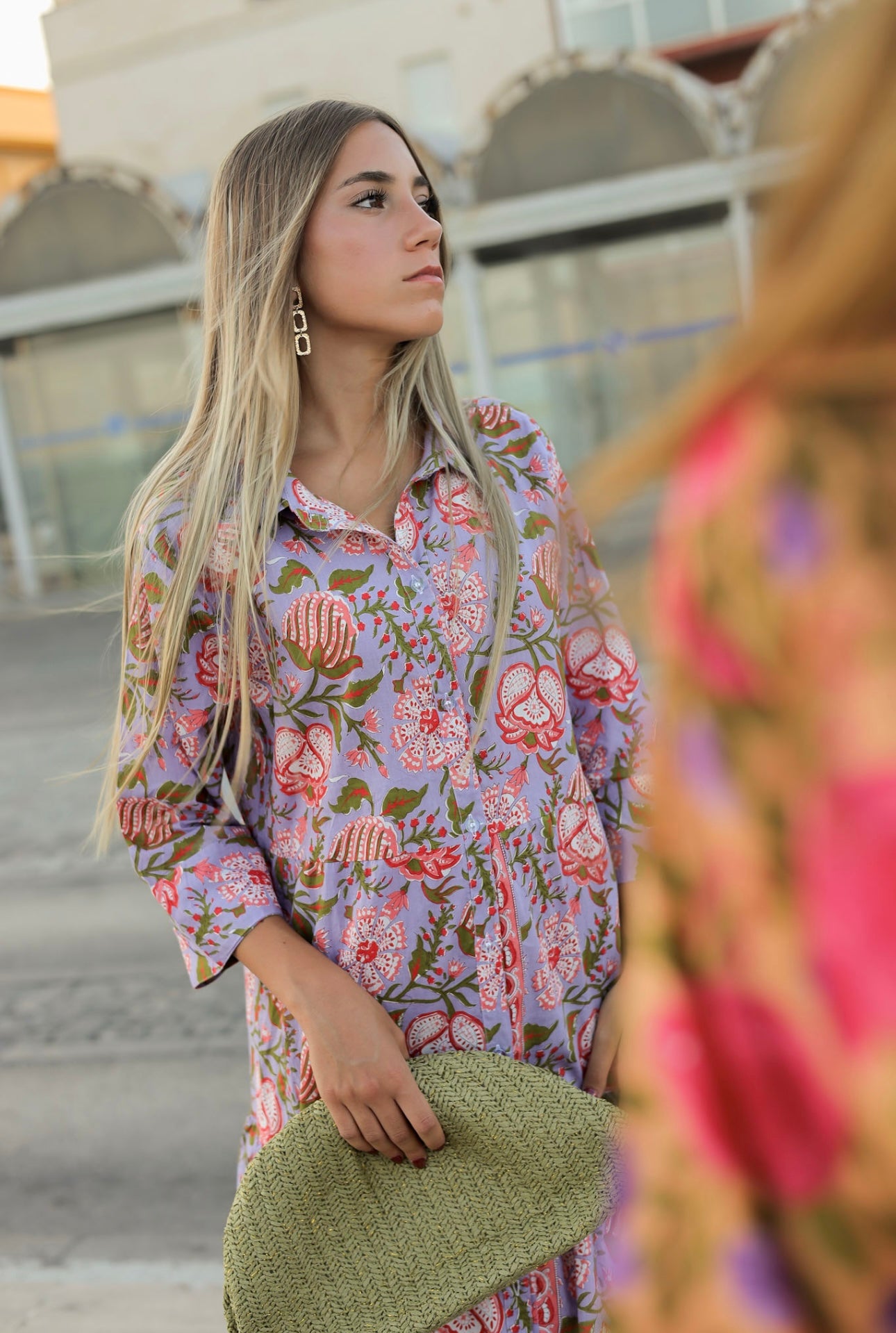 Vestido camisero estampado flores