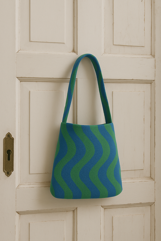 Bolso de tela rayas onduladas