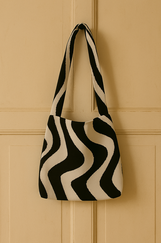 Bolso de tela rayas onduladas
