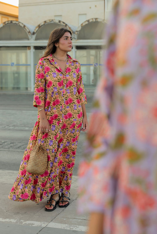 Vestido camisero estampado floral