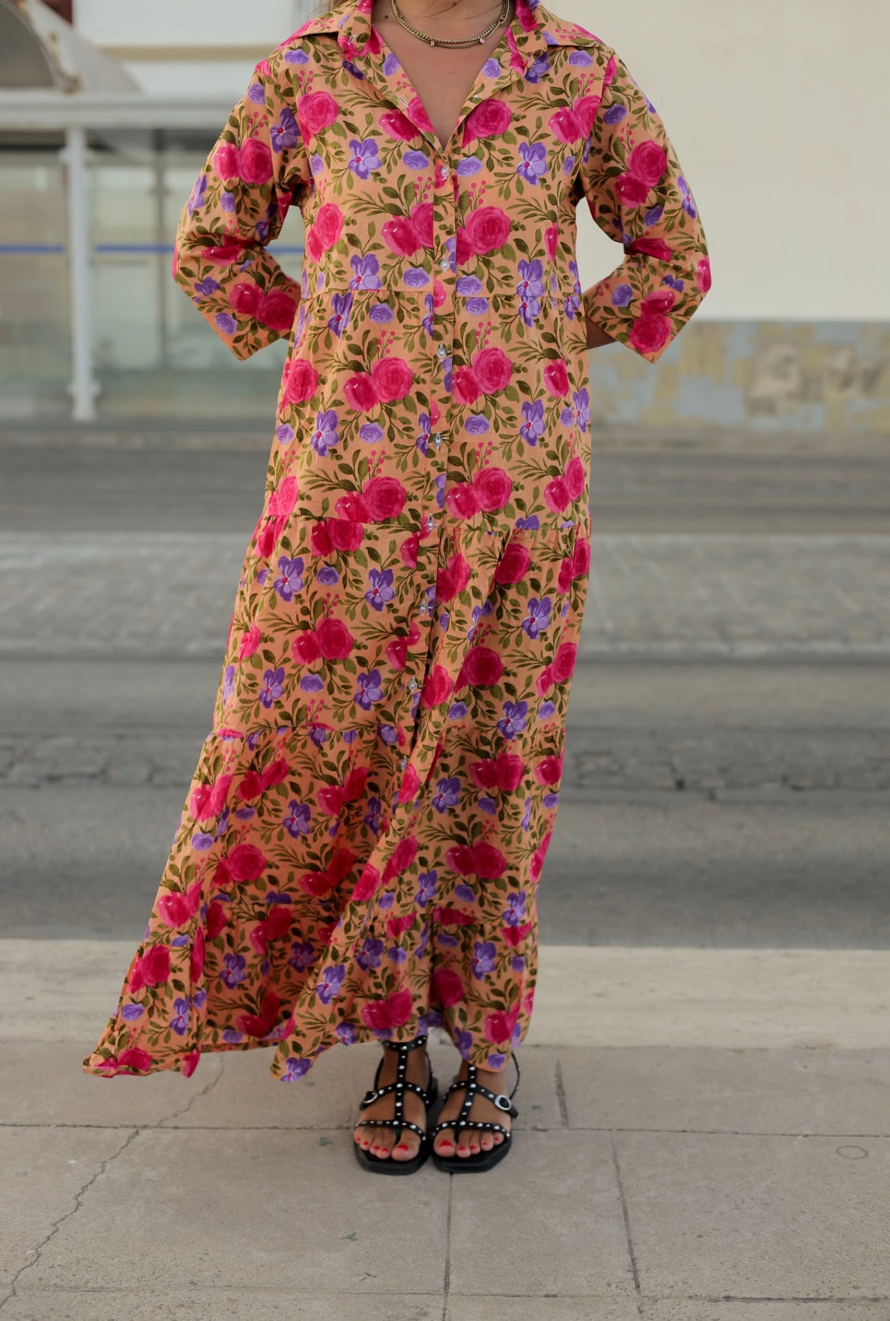 Vestido camisero estampado floral