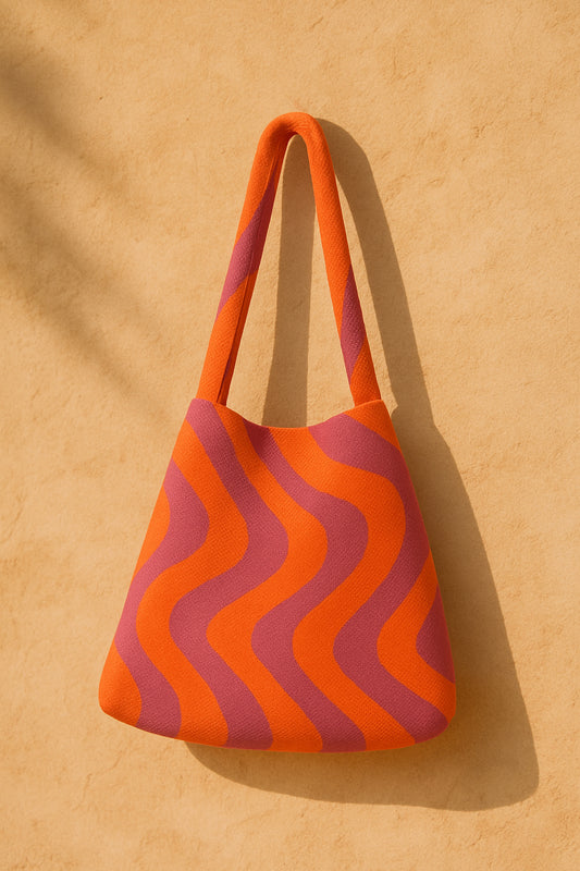 Bolso de tela rayas onduladas