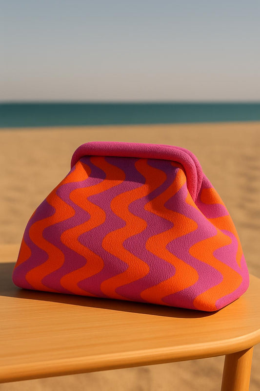 Bolso mano ondas magenta/naranja