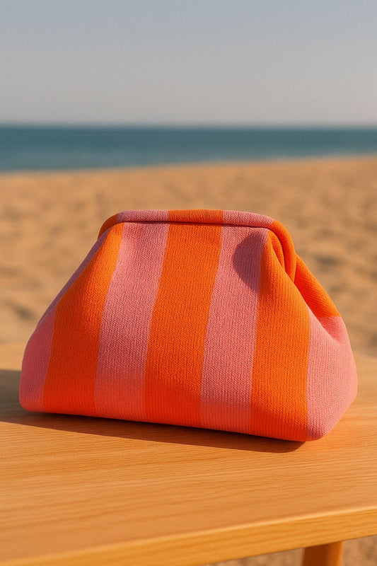Bolso mano rayas salmón/naranja