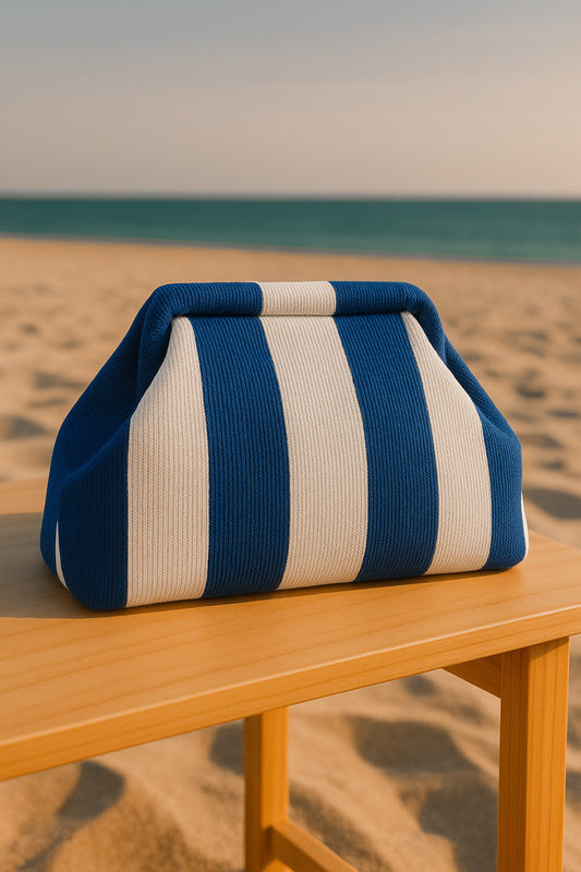 Bolso mano rayas azul/blanco